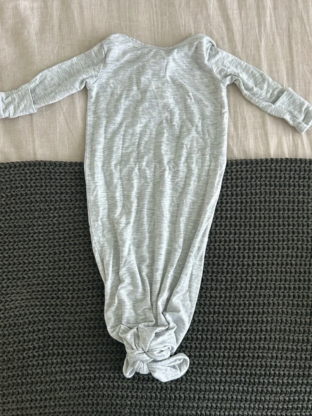 Posh Peanut Light Gray Knotted Gown with Wooden Buttons